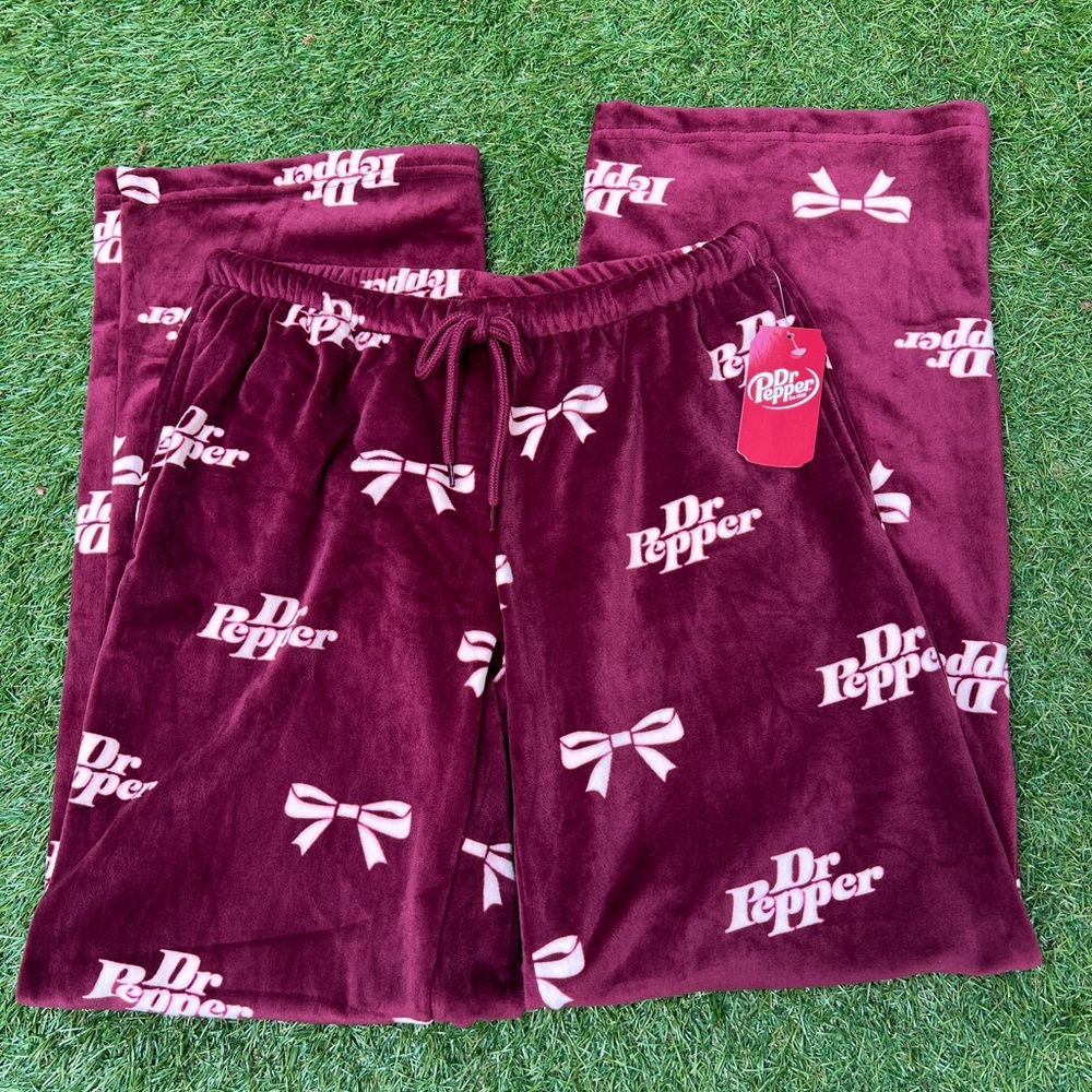 Dr. Pepper Bow velour lounge pants